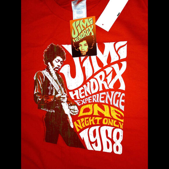 NEW JIMI HENDRIX Concert T-Shirt Size XL Red Experience 1968 COTTON TOP - Picture 3 of 5